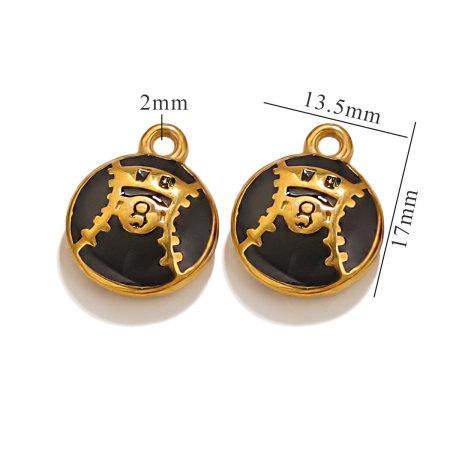Pendentif unisexe Simple Series Sport Ball Drop Oil en acier inoxydable étanche couleur or (1 pièce) 2