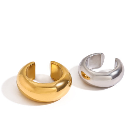 1 paire de manchettes d'oreilles annulaires délicates en acier inoxydable couleur or et argent pour femmes
