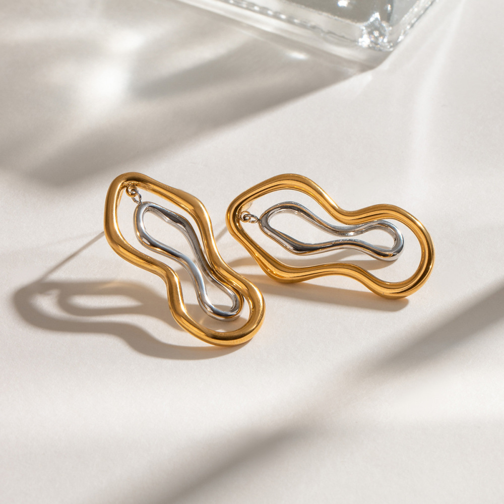 1 Paire De Boucles D'Oreilles À Tige Annulaires Simples En Acier Inoxydable Plaqué Or Pour Femme h5Image3