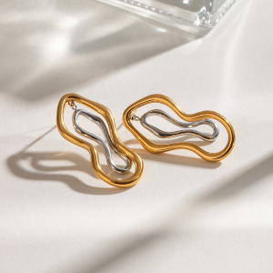 1 Paire De Boucles D'Oreilles À Tige Annulaires Simples En Acier Inoxydable Plaqué Or Pour Femme h5 Image3
