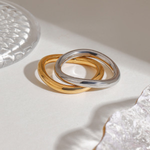 Bague Simple Pour Femme, 1 Pièce, Série Simple, Style Ins, En Acier Inoxydable, Couleur Or h5 Image5