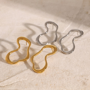 1 Paire De Boucles D'Oreilles À Tige Géométriques Simples En Acier Inoxydable Plaqué Or  Pour Femme h5 Image5