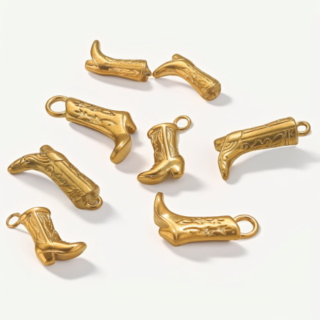 1 paire de pendentifs géométriques rétro en acier inoxydable plaqué or pour femme, série simple 2