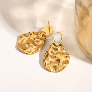 1 Paire De Boucles D'Oreilles Pendantes Rétro En Acier Inoxydable Étanche Couleur Or Pour Femme h5 Image3