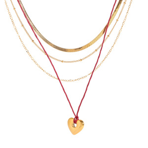 Collier À Plusieurs Rangs Pour Femme, Style Classique Romantique, En Acier Inoxydable, Couleur Or, Forme De Cœur. h5 Image10