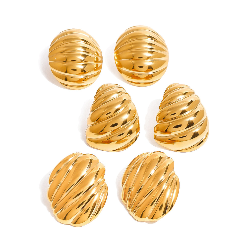 1 Paire De Boucles D'Oreilles Puces Pour Femme, Collection Charming, Fil Exquis, Acier Inoxydable, Étanches, Couleur Or Image8