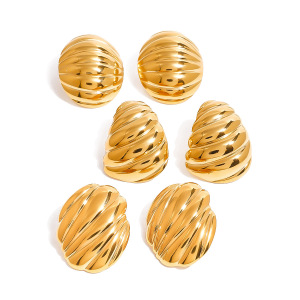 1 Paire De Boucles D'Oreilles Puces Pour Femme, Collection Charming, Fil Exquis, Acier Inoxydable, Étanches, Couleur Or h5 Image8