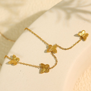 Collier Avec Pendentif En Acier Inoxydable Plaqué Or Pour Femme, Série Simple, Motif Animal Mignon h5 Image3
