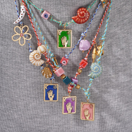 Collier pendentif femme en acier inoxydable doré, style tarot classique, collection luxe (1 pièce) 2
