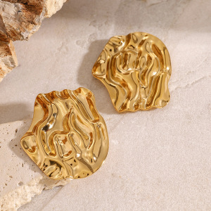 1 Paire De Boucles D'Oreilles À Tige Géométriques Rétro En Acier Inoxydable Plaqué Or Pour Femme h5 Image2