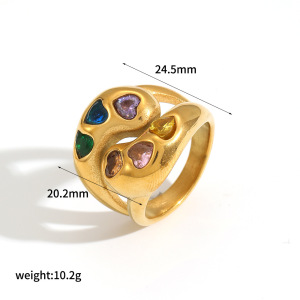 Bague Simple Pour Femme, Collection Vogue, Motif Goutte Naturelle, En Acier Inoxydable, Couleur Or, Étanche. h5 Image6