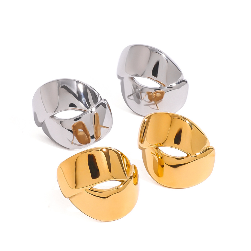 1 Paire De Boucles D'Oreilles À Tige Géométriques Quotidiennes En Acier Inoxydable Plaqué Or  Pour Femme Image4