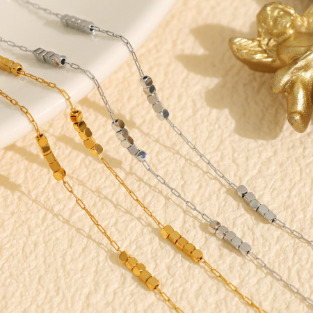 collier chaîne pour femme, série simple, classique, couleur unie, acier titane, couleur or