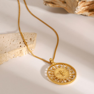 Collier Avec Pendentif En Acier Inoxydable Plaqué Or  Pour Femme, Série Ethnique, Motif Animal Rétro h5 Image3