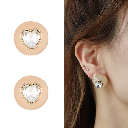 1 paire de boucles d'oreilles à tige en alliage pour femme, série romantique, motif cœur doux 2