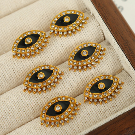1 paire de boucles d'oreilles à tige rétro en acier inoxydable plaqué or  avec strass pour femme