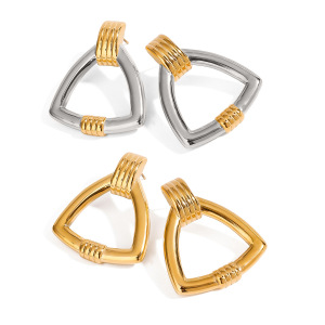 Boucles D'Oreilles Puces Minimalistes Classiques Triangulaires En Acier Inoxydable Étanche Couleur Or (1 Paire) h5 Image12