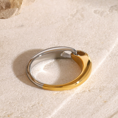 Bague ajustable pour femme, en acier inoxydable plaqué or, ornée de zircon et de couleurs assorties (1 pièce). 2