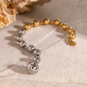 Bracelet Géométrique Simple En Acier Inoxydable Plaqué Or  Pour Femme, Série Simple, 1 Pièce h5 Image3