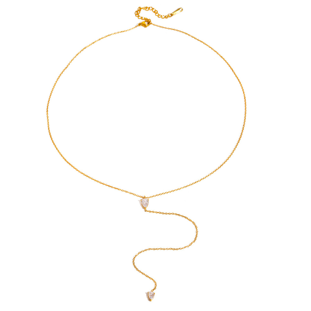 Collier Pendentif Simple En Acier Inoxydable Plaqué Or Avec Strass Pour Femme, Série Simple Image6