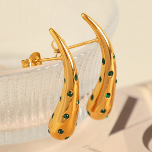 1 Paire De Boucles D'Oreilles À Tige En Acier Inoxydable Plaqué Or  Avec Strass Pour Femme, Série Simple h5 Image4