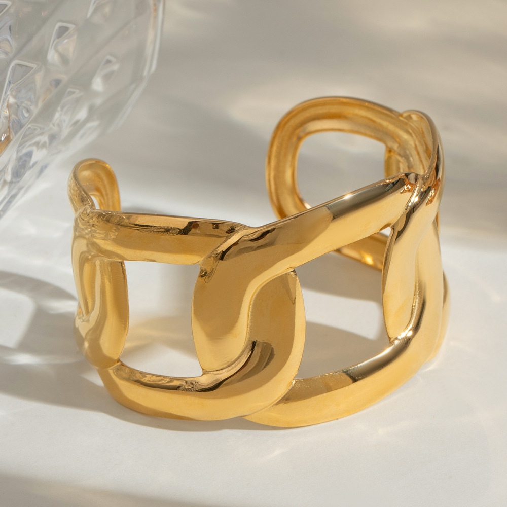 Bracelet Manchette Étanche En Acier Inoxydable Uni (1 Pièce) h5Image2