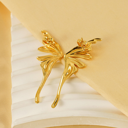 1 paire de boucles d'oreilles élégantes plaquées or  pour femme, série romantique 2