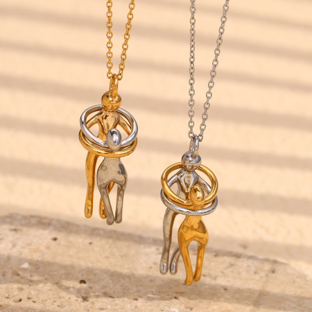 Collier pendentif femme style classique, en acier inoxydable, couleur or, étanche, collection Romantique (1 pièce)