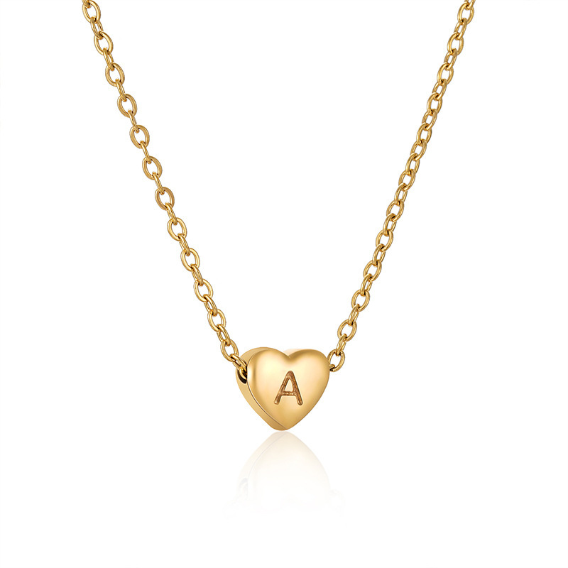 Collier Avec Pendentif En Acier Titane Plaqué Or Pour Femme, Série Simple, Lettre Quotidienne h5Image3