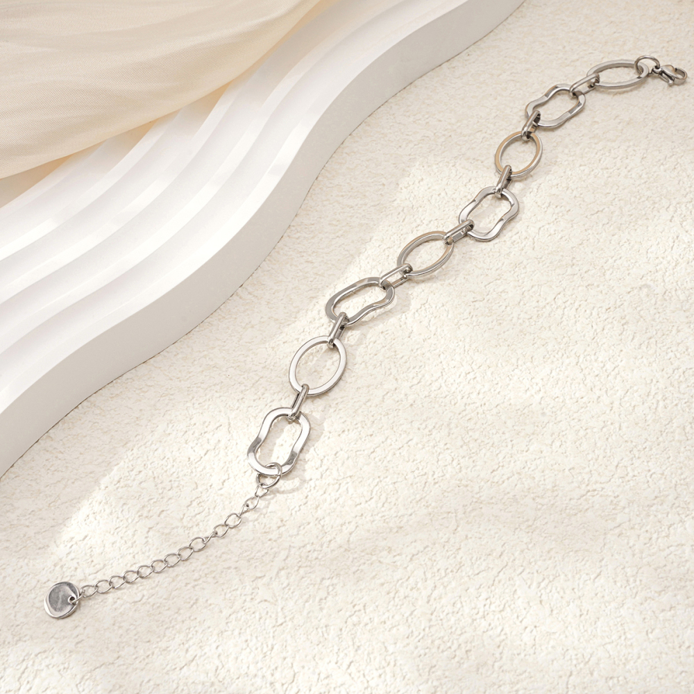 Bracelet Chaîne Géométrique En Acier Titane Couleur Or Pour Femme, Série Simple, 1 Pièce h5Image6
