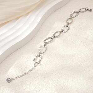 Bracelet Chaîne Géométrique En Acier Titane Couleur Or Pour Femme, Série Simple, 1 Pièce h5 Image6