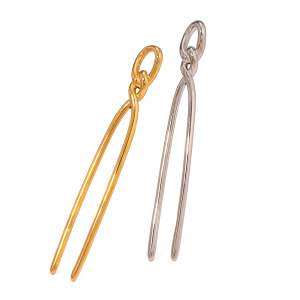 1 Paire De Pinces À Cheveux Pour Femme En Acier Inoxydable Plaqué Or , Série Simple Daily Twist h5 Image5