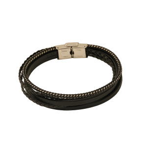 1 Paire De Bracelets Multicouches Tissés À La Main Pour Hommes, Bijoux En Acier Inoxydable, Bracelet En Cuir Et Corde, Bracelet Unisexe Pour Hommes h5 Image6