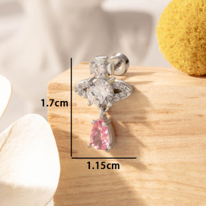 1 Pièce De Boucles D'Oreilles À Tige En Acier Titane Et Zircone Pour Femme, Série Simple, Goutte Simple, Sans Placage h5 Image6