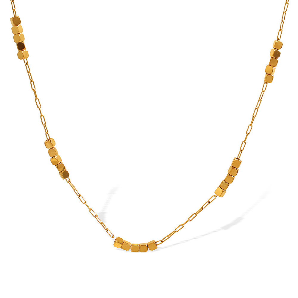 Collier Chaîne Pour Femme, Série Simple, Classique, Couleur Unie, Acier Titane, Couleur Or Image6