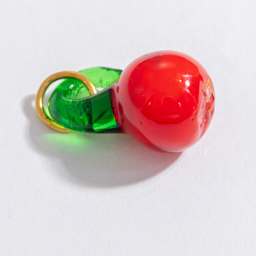 Pendentif Femme En Acier Inoxydable Doré, Émail Naturel Couleur Fruits, 1 Pièce, Série Chromatic Image8