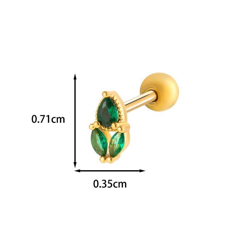Boucles D'Oreilles Percées En Cuivre Et Zircon Pour Femme, 1 Pièce Image2