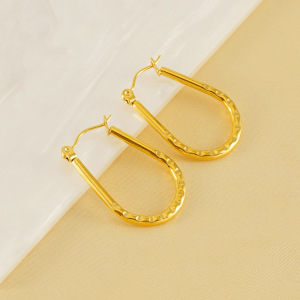 1 Paire De Boucles D'Oreilles Créoles Simples Géométriques En Acier Inoxydable Plaqué Or Pour Femme h5 Image4