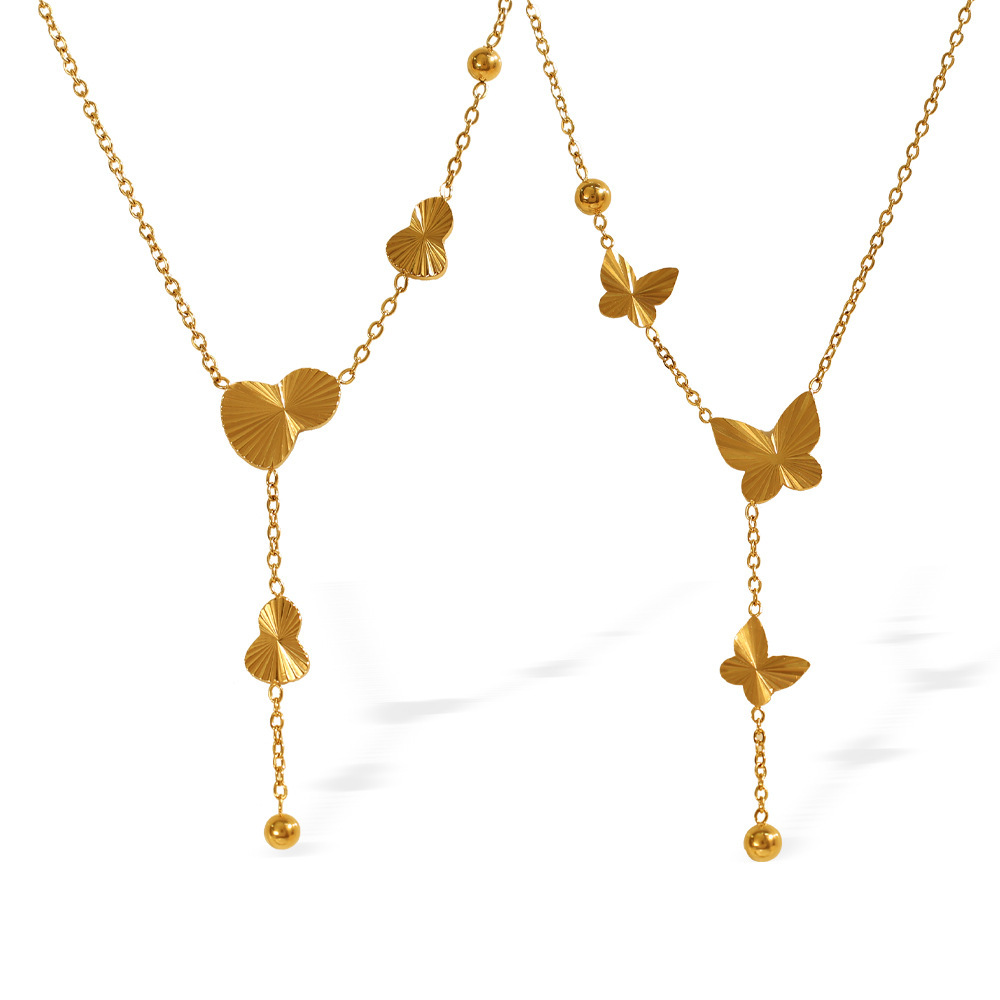 Collier Avec Pendentif En Acier Inoxydable Plaqué Or Pour Femme, Série Simple, Motif Animal Simple Image5