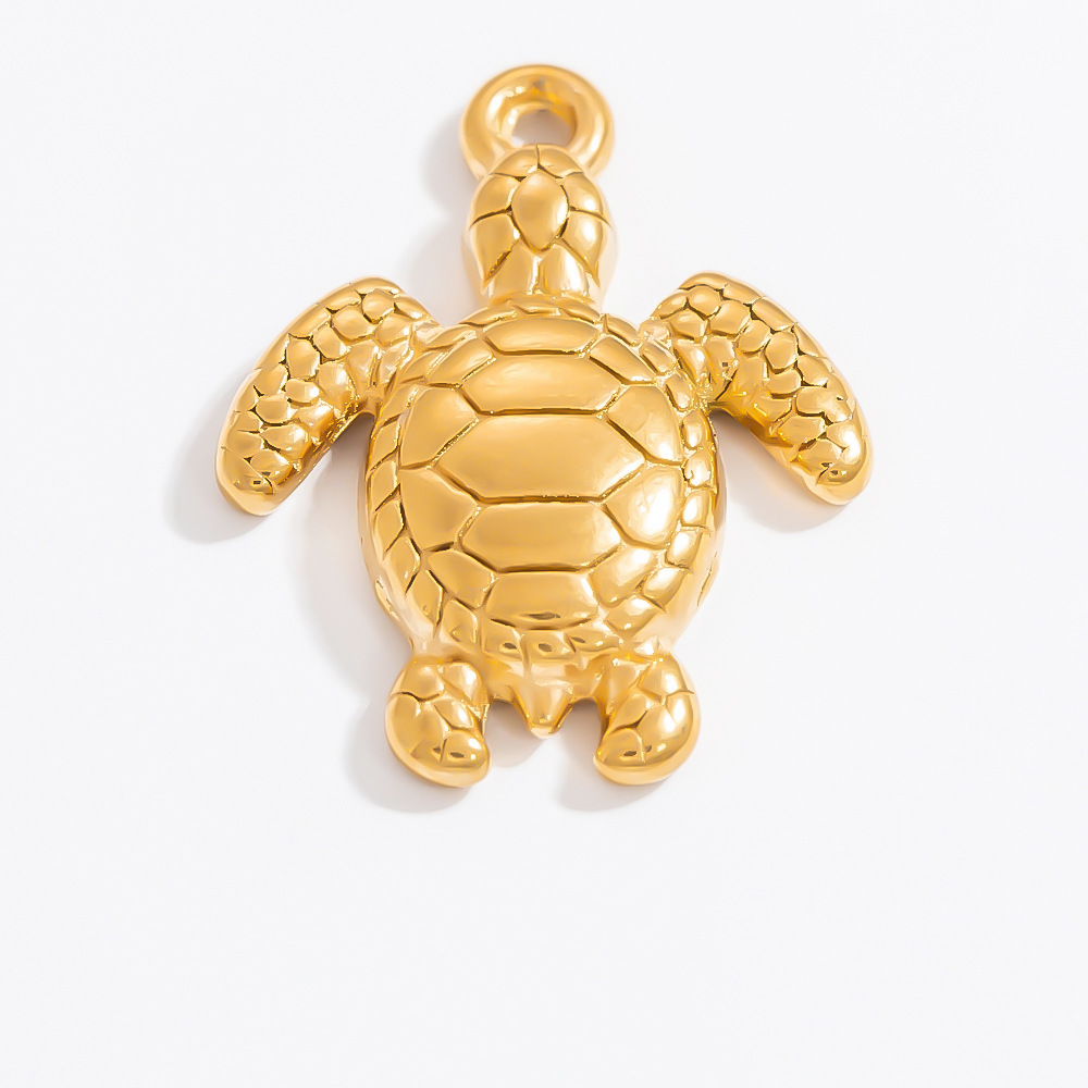 1 Paire De Pendentifs Simples Pour Femmes, Collection Daily Turtle, En Acier Inoxydable Étanche Couleur Or, À Personnaliser Soi-Même Image5