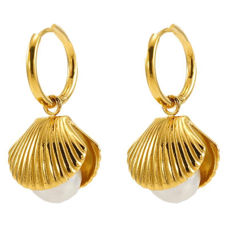 1 Paire De Boucles D'Oreilles En Coquillage De Perles, Style Simple Et Tendance, Ensemble De Bijoux Pour Femmes, Collier Léger Et Luxueux, Haut De Gamme, Pendentifs Pour Femmes Image6