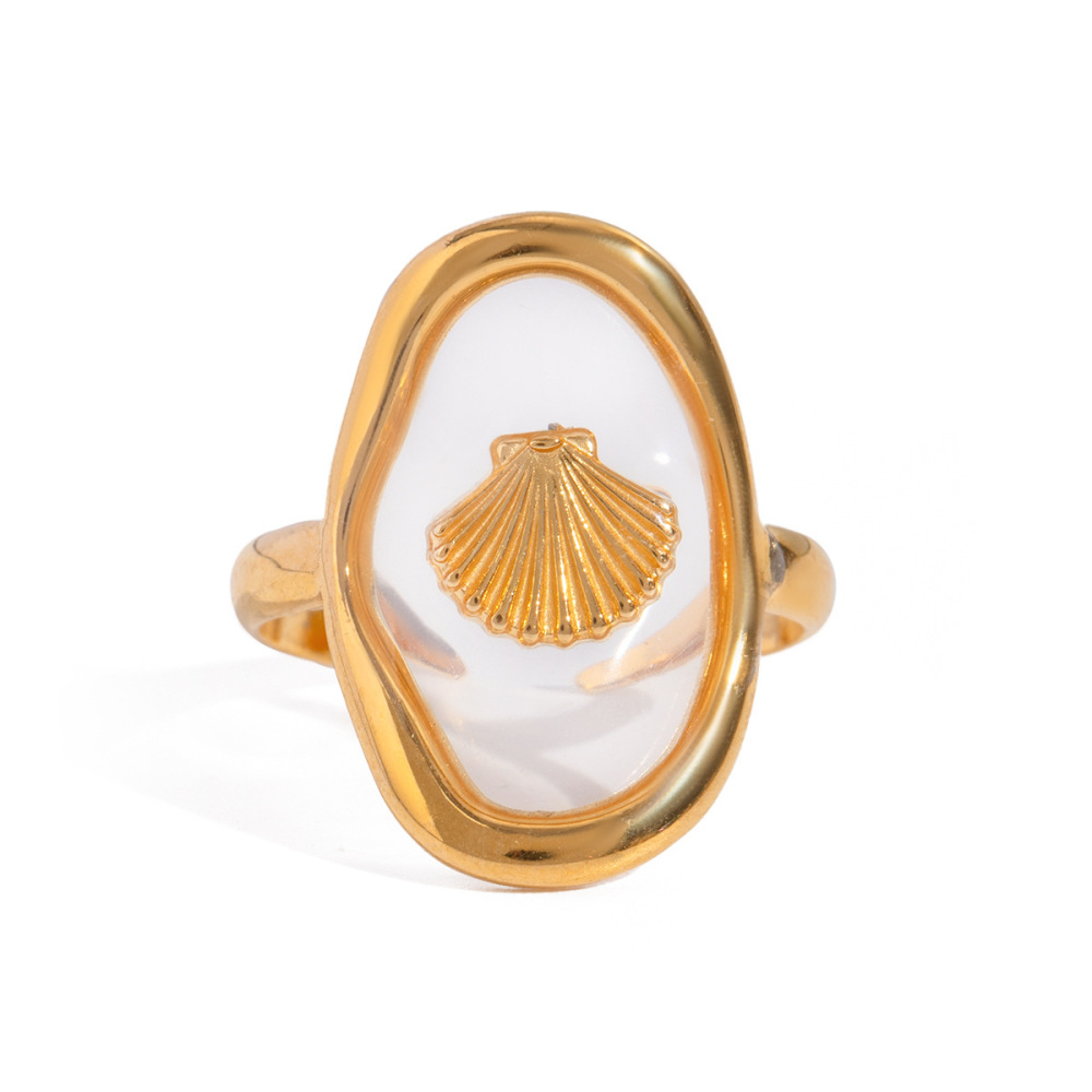 1 Paire De Bagues Ajustables Pour Femme En Acier Inoxydable Plaqué Or , Motif Tortue De Vacances, Série Simple Image6