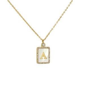 Collier Pendentif Unisexe En Acier Inoxydable Plaqué Or , Série Simple, Lettre Quotidienne h5 Image6