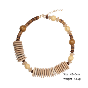 Colliers De Perles Rétro En Bois Pour Femmes, Série Simple, 1 Pièce h5 Image6