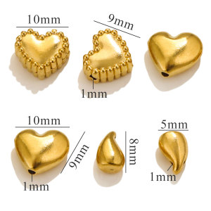 1 Paire De Pendentifs Pour Femme En Acier Inoxydable Plaqué Or , Série Simple, En Forme De Cœur h5 Image4