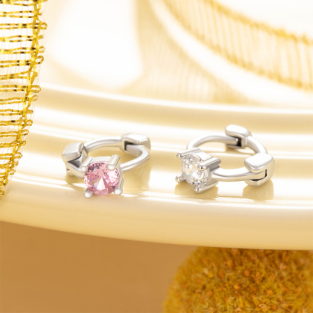 1 paire de boucles d'oreilles créoles géométriques simples en cuivre sans placage et zircone pour femme