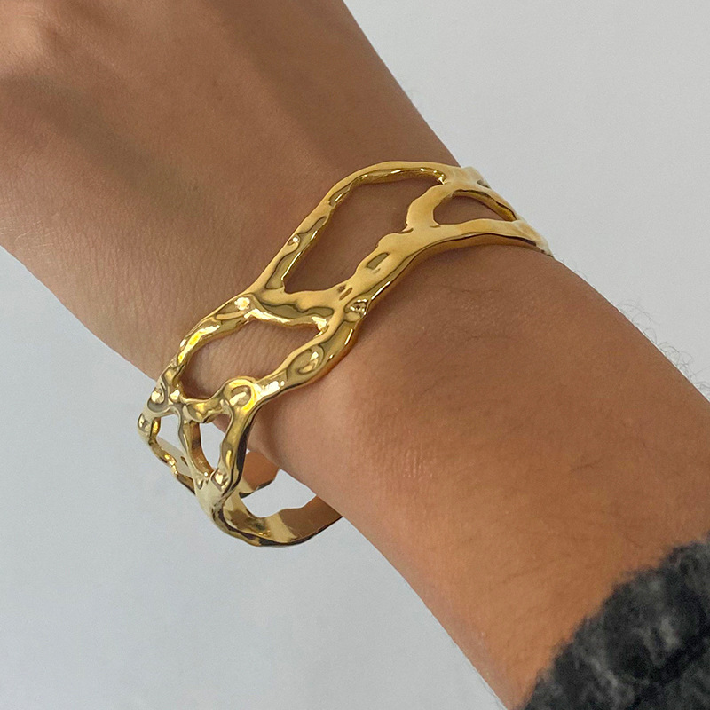 Bracelet Pour Femme, Série Classique, , Irrégulier, En Acier Inoxydable Plaqué Or Image6