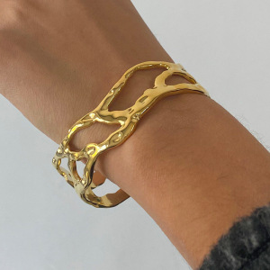Bracelet Pour Femme, Série Classique, , Irrégulier, En Acier Inoxydable Plaqué Or h5 Image6