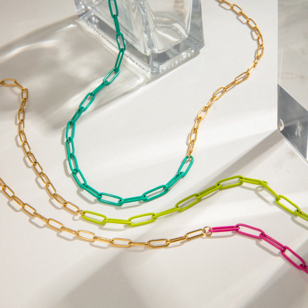 Collier chaîne femme Vogue, couleur or, en acier inoxydable, étanche, coloris contrasté, série polychrome Vogue