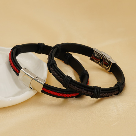 1 paire de bracelets en cuir tressés personnalisés, style rétro, pour hommes et femmes, unisexes